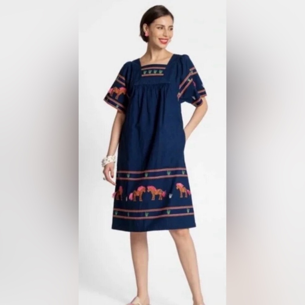 Frances Valentine Zebra Picnic Dress Navy Size 1X NWT New With Tag
